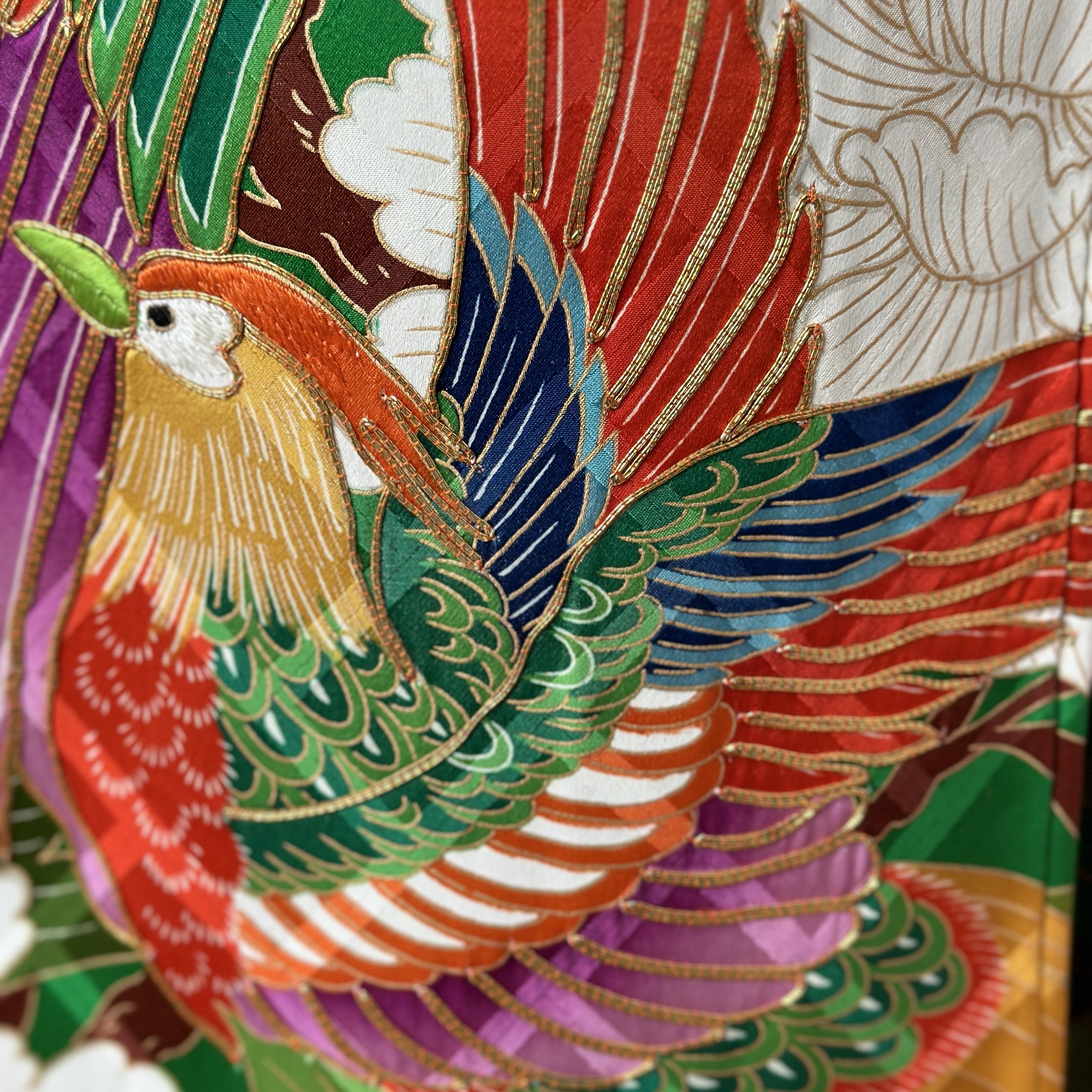 Detail of Japanese kimono obi and hand styling