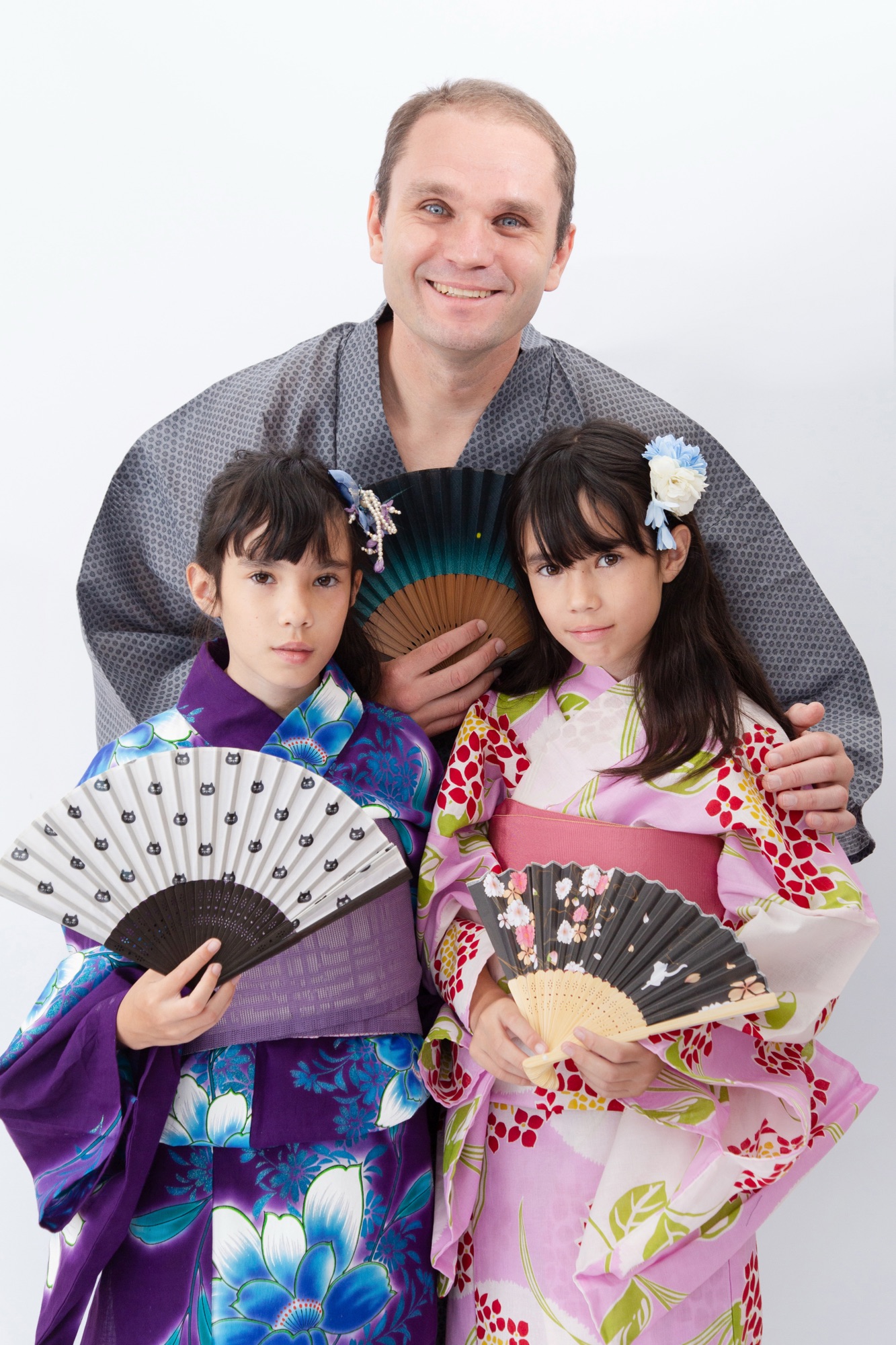 Dutch family wearing kimono in Netherlands